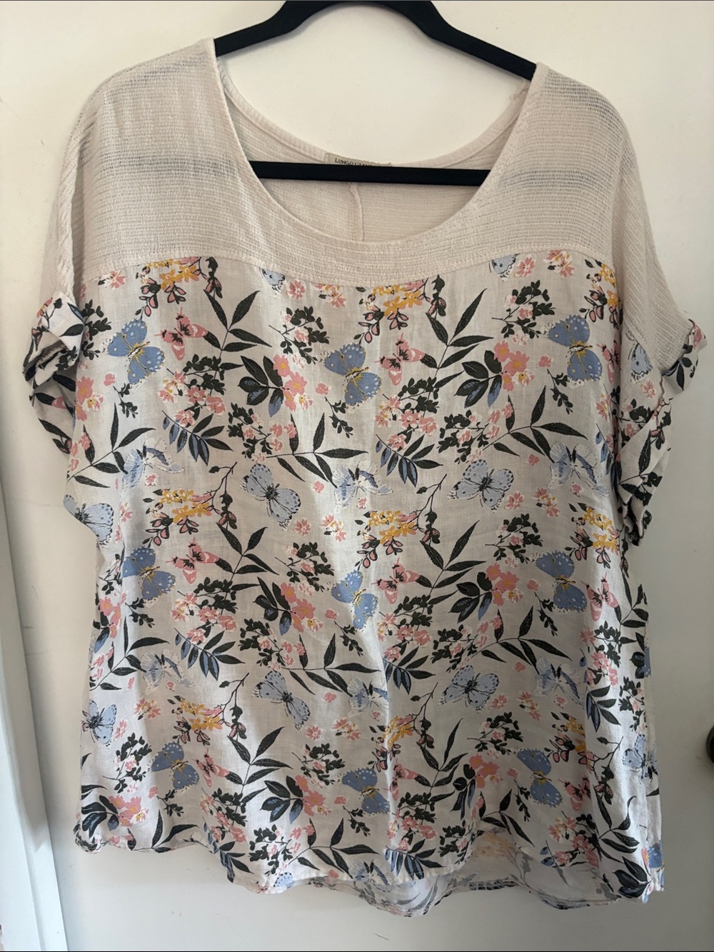 Women's Light Pink Floral Scoop-Neck Tunic Top